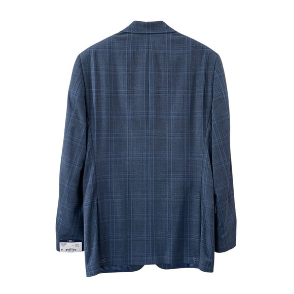 Hart Schaffner Marx 2 Piece Suit Mens 40L 34W Blue Wool Plaid Chicago Fit  $795 - Picture 3 of 16